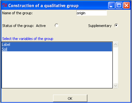 Multiple Factor Analysis: construction of a qualitative group